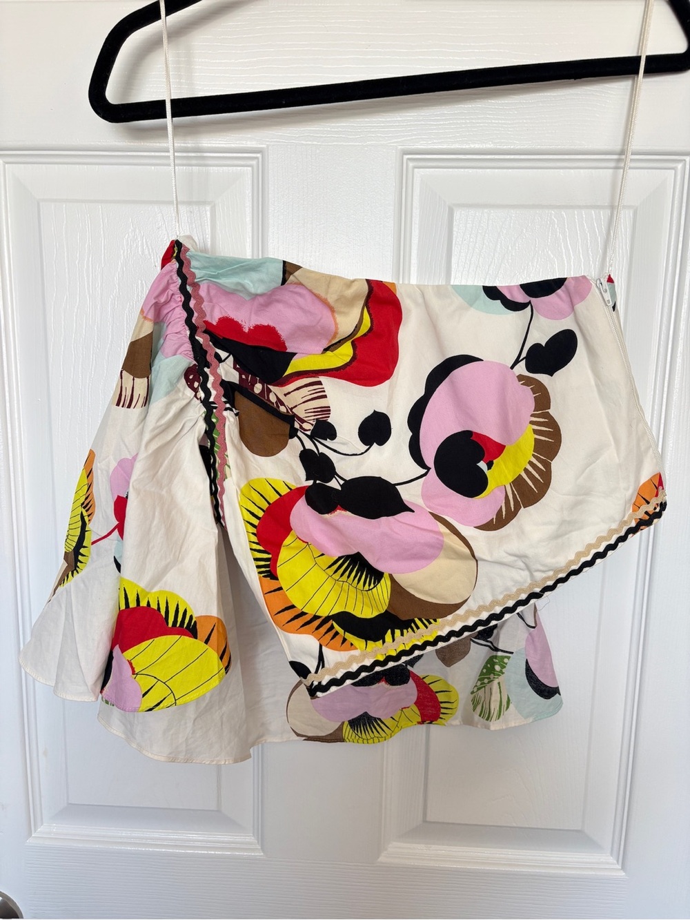 Zara One Shoulder Crop Top Size S Abstract Floral Resort Vacation Summer - Picture 6 of 10